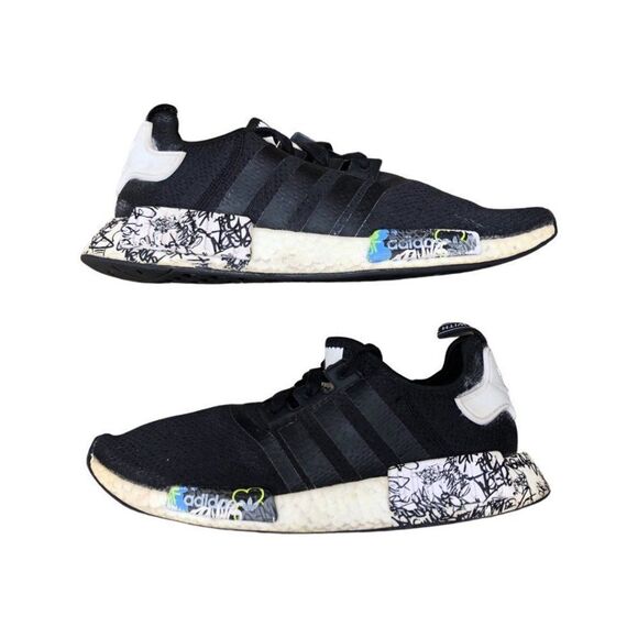 Adidas NMD R1 Black Graffiti Size 9.5 - Picture 9 of 13